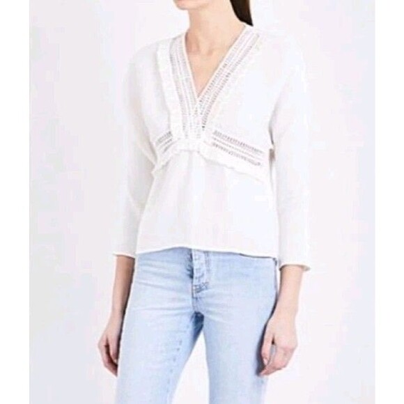 Maje White Viscose Blouse Size 1 – runs small, best fits US Women's XS. - Picture 3 of 9